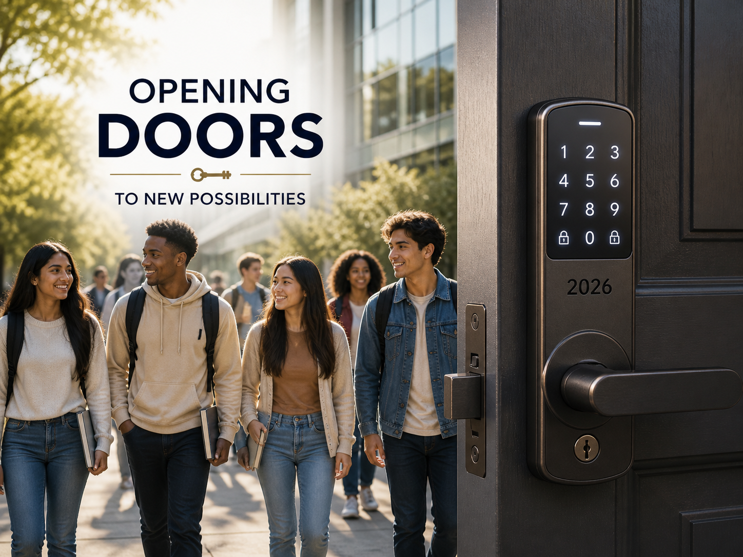 College students walking together toward new opportunities.